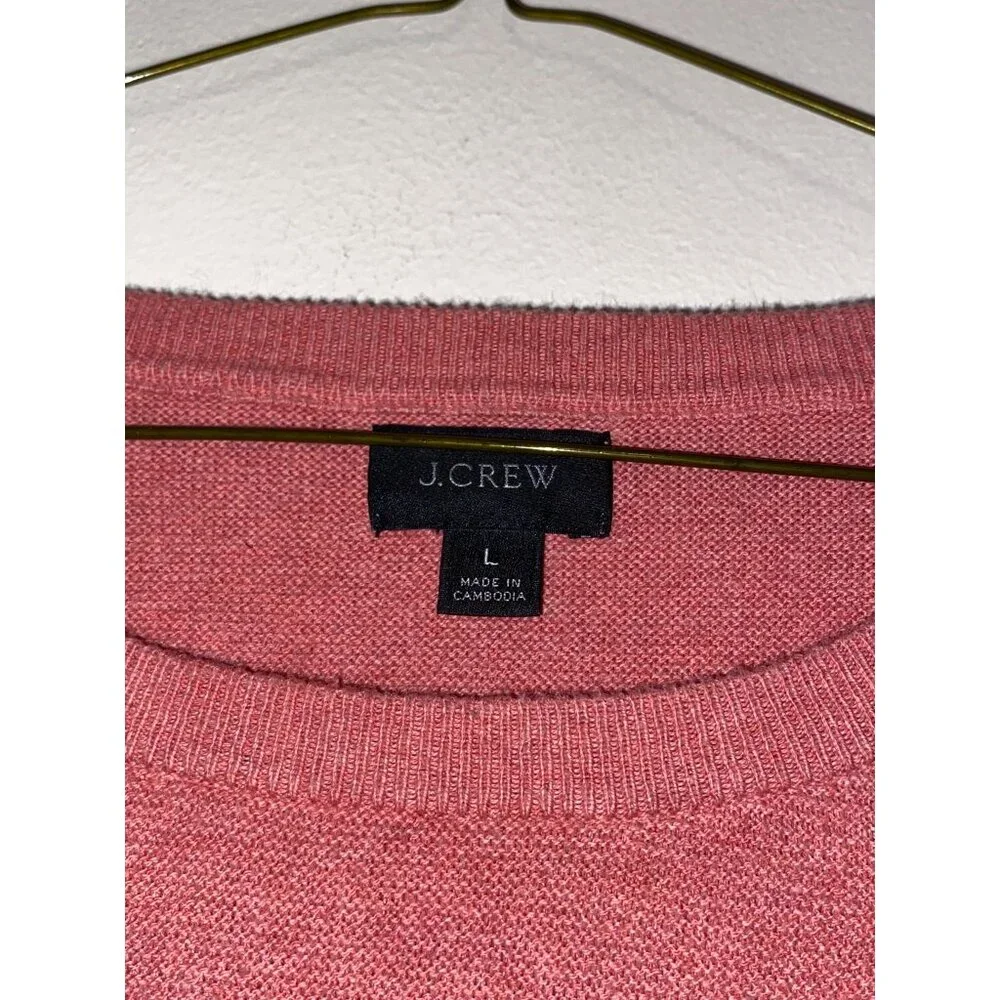 Men's J. Crew Coral Orange 100% Cotton Crewneck Sweater Size Large